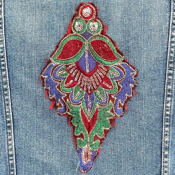 &Denim re-done Boho Jean Jacket size 8 unique blue - Picture 5 of 9